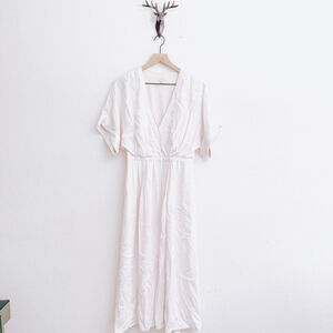 Equipment Femme Women's Pink/Beige V-Neck Midi Dress Size 6